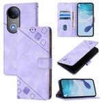 For vivo V50 5G Global Skin Feel Embossed Leather Phone Case(Light Purple)