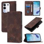 For vivo Y29 4G Global Skin Feel Embossed Leather Phone Case(Brown)