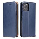 For iPhone 12 Pro Max Fierre Shann PU Genuine Leather Texture Horizontal Flip Leather Case with Holder & Card Slots & Wallet(Blue)