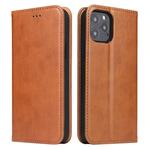 For iPhone 12 Pro Max Fierre Shann PU Genuine Leather Texture Horizontal Flip Leather Case with Holder & Card Slots & Wallet(Brown)