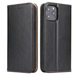 For iPhone 12 mini Fierre Shann PU Genuine Leather Texture Horizontal Flip Leather Case with Holder & Card Slots & Wallet(Black)