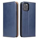 For iPhone 12 mini Fierre Shann PU Genuine Leather Texture Horizontal Flip Leather Case with Holder & Card Slots & Wallet(Blue)