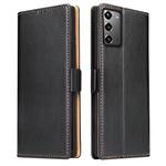 For Samsung Galaxy Note20 Fierre Shann PU Genuine Leather Texture Horizontal Flip Leather Case with Holder & Card Slots & Wallet(Black)