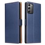 For Samsung Galaxy Note20 Fierre Shann PU Genuine Leather Texture Horizontal Flip Leather Case with Holder & Card Slots & Wallet(Blue)