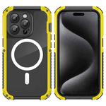 For iPhone 15 Pro MagSafe Shockproof Metal Phone Case(Yellow)