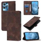 For Oukitel C32 Skin Feel Embossed Leather Phone Case(Brown)