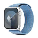 For Apple Watch Series 6 44mm Cowboy Nylon Hook and Loop Fastener Watch Band(Light Blue)