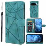 For Google Pixel 9 / 9 Pro Skin Feel Geometric Lines Leather Phone Case(Green)