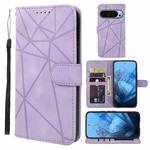 For Google Pixel 9 / 9 Pro Skin Feel Geometric Lines Leather Phone Case(Purple)