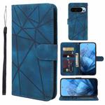 For Google Pixel 9 Pro XL Skin Feel Geometric Lines Leather Phone Case(Blue)