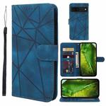 For Google Pixel 8a Skin Feel Geometric Lines Leather Phone Case(Blue)