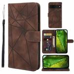 For Google Pixel 8a Skin Feel Geometric Lines Leather Phone Case(Brown)