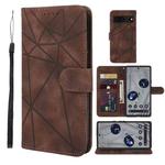 For Google Pixel 8 Skin Feel Geometric Lines Leather Phone Case(Brown)