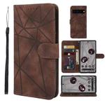 For Google Pixel 8 Pro Skin Feel Geometric Lines Leather Phone Case(Brown)