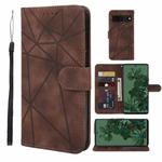 For Google Pixel 7a Skin Feel Geometric Lines Leather Phone Case(Brown)