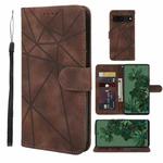 For Google Pixel 7 Skin Feel Geometric Lines Leather Phone Case(Brown)