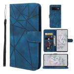 For Google Pixel 6a Skin Feel Geometric Lines Leather Phone Case(Blue)