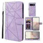 For Google Pixel 6 Skin Feel Geometric Lines Leather Phone Case(Purple)