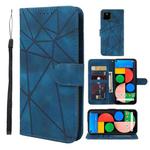 For Google Pixel 5a Skin Feel Geometric Lines Leather Phone Case(Blue)