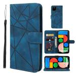For Google Pixel 5 Skin Feel Geometric Lines Leather Phone Case(Blue)