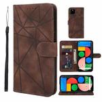 For Google Pixel 5 Skin Feel Geometric Lines Leather Phone Case(Brown)