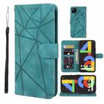 For Google Pixel 4a 4G Skin Feel Geometric Lines Leather Phone Case(Green)