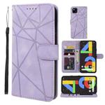 For Google Pixel 4a 4G Skin Feel Geometric Lines Leather Phone Case(Purple)