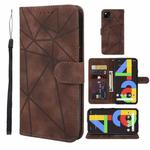 For Google Pixel 4a 4G Skin Feel Geometric Lines Leather Phone Case(Brown)