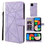 For Google Pixel 4a 5G Skin Feel Geometric Lines Leather Phone Case(Purple)