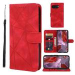 For Google Pixel 9a Skin Feel Geometric Lines Leather Phone Case(Red)