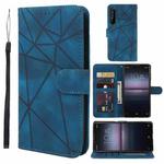 For Sony Xperia 1 II Skin Feel Geometric Lines Leather Phone Case(Blue)