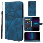 For Sony Xperia 1 IV Skin Feel Geometric Lines Leather Phone Case(Blue)