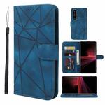 For Sony Xperia 1 III Skin Feel Geometric Lines Leather Phone Case(Blue)