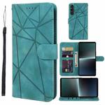 For Sony Xperia 1 V 2023 Skin Feel Geometric Lines Leather Phone Case(Green)