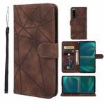 For Sony Xperia 5 III Skin Feel Geometric Lines Leather Phone Case(Brown)