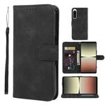 For Sony Xperia 5 IV Skin Feel Geometric Lines Leather Phone Case(Black)