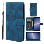 For Sony Xperia 5 V Skin Feel Geometric Lines Leather Phone Case(Blue)
