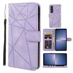 For Sony Xperia 5 V Skin Feel Geometric Lines Leather Phone Case(Purple)