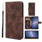 For Sony Xperia 5 V Skin Feel Geometric Lines Leather Phone Case(Brown)