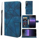 For Sony Xperia 10 II Skin Feel Geometric Lines Leather Phone Case(Blue)