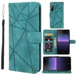 For Sony Xperia 10 II Skin Feel Geometric Lines Leather Phone Case(Green)