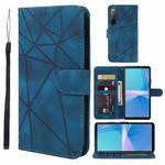 For Sony Xperia 10 III Skin Feel Geometric Lines Leather Phone Case(Blue)