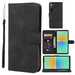 For Sony Xperia 10 IV Skin Feel Geometric Lines Leather Phone Case(Black)