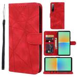 For Sony Xperia 10 IV Skin Feel Geometric Lines Leather Phone Case(Red)