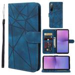 For Sony Xperia 10 V Skin Feel Geometric Lines Leather Phone Case(Blue)