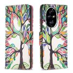 For Honor 200 Pro Colored Drawing Pattern Leather Phone Case(Tree Life)