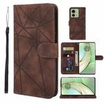 For Motorola Edge 40 Skin Feel Geometric Lines Leather Phone Case(Brown)