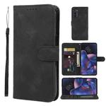 For Motorola Edge 2022 Skin Feel Geometric Lines Leather Phone Case(Black)