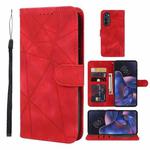 For Motorola Edge 2022 Skin Feel Geometric Lines Leather Phone Case(Red)