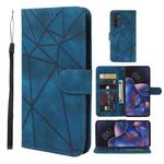 For Motorola Edge 2022 Skin Feel Geometric Lines Leather Phone Case(Blue)